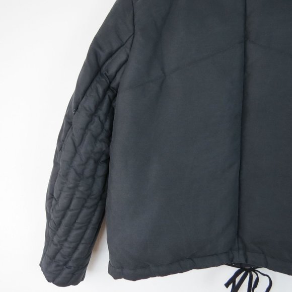 HELMUT LANG Women's Black Coated Cotton Down Puffer Coat L Outerwear - Picture 5 of 9